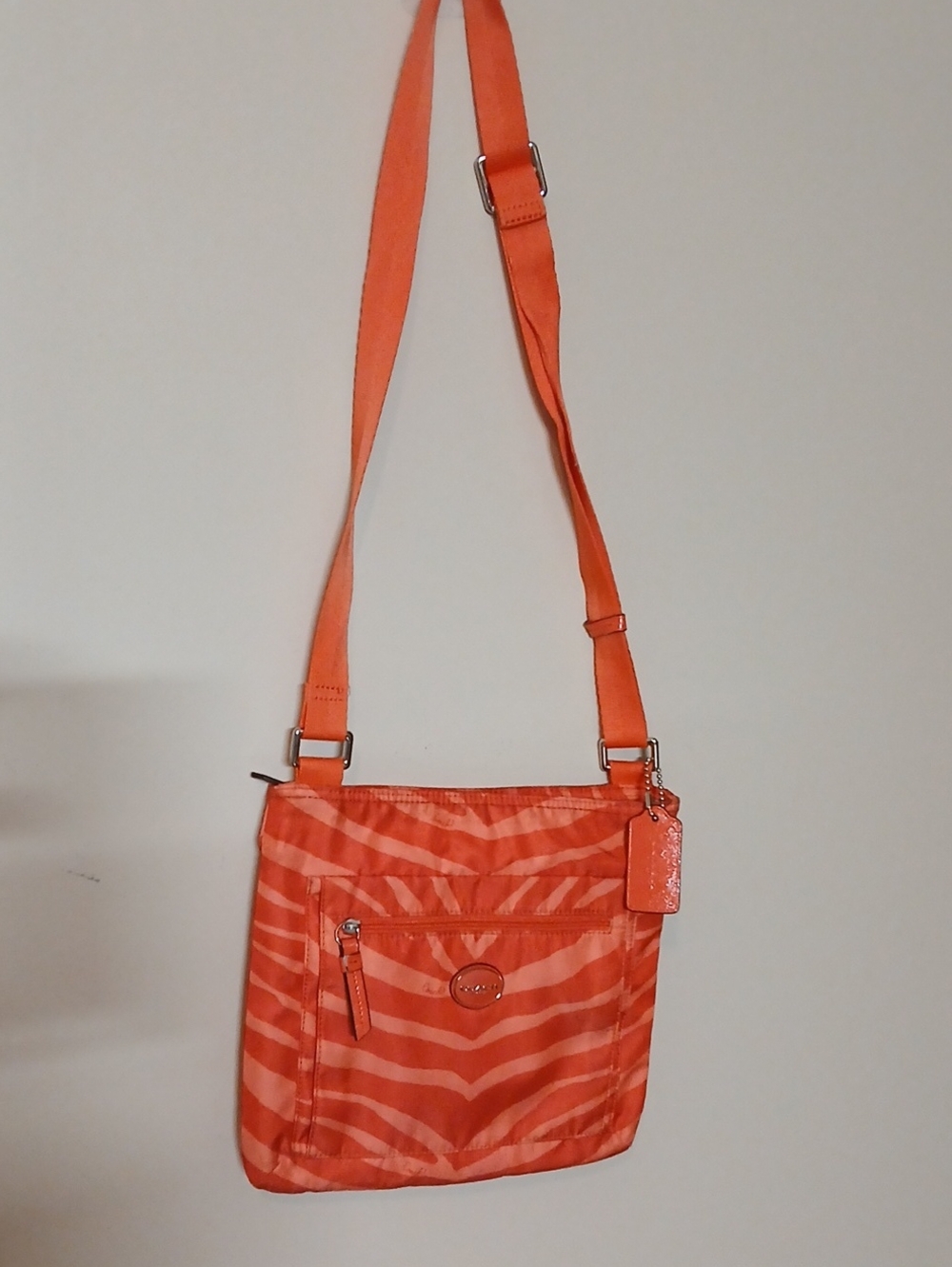 Coach Orange Zebra-Print Crossbody Bag